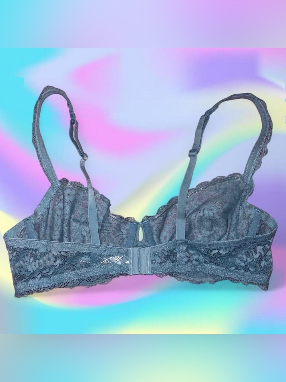 vtg y2k unlined lace balconette bra - gilligan & o’malley, sz 38b - Picture 2 of 3